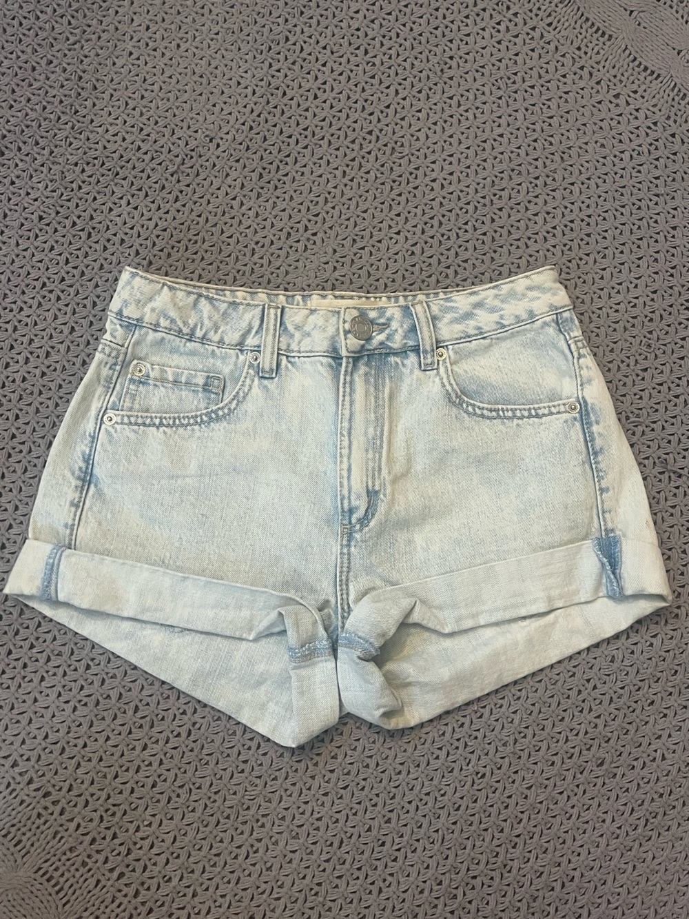 Garage • Light Blue Rolled Hem Mom Style Denim Shorts